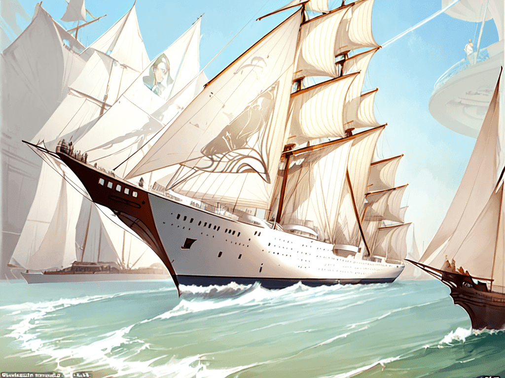 modern, streamlined ship sailing smoothly through a channel